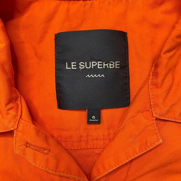 LE SUPERBE Kelly Twill Romper In Neon Orange Size 4 Short Sleeve Shorts - Picture 3 of 7